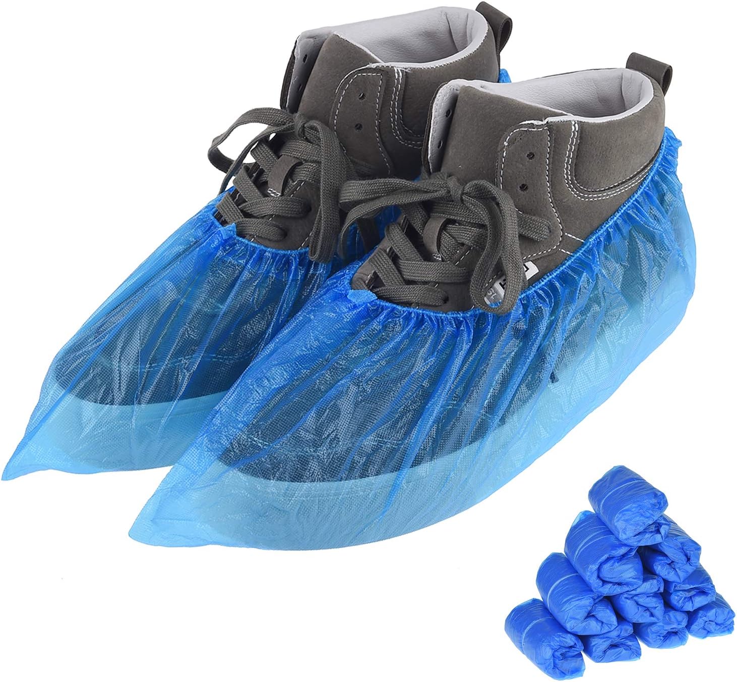 100 PCS50 PairsShoe Covers Disposable, Green Convenience, Recyclable, Boot Cover, Waterproof, Non slip, Dust proof, One Size Fit All, Durable CPE Material, Blue, Protect Your Shoes, Floor, Carpet