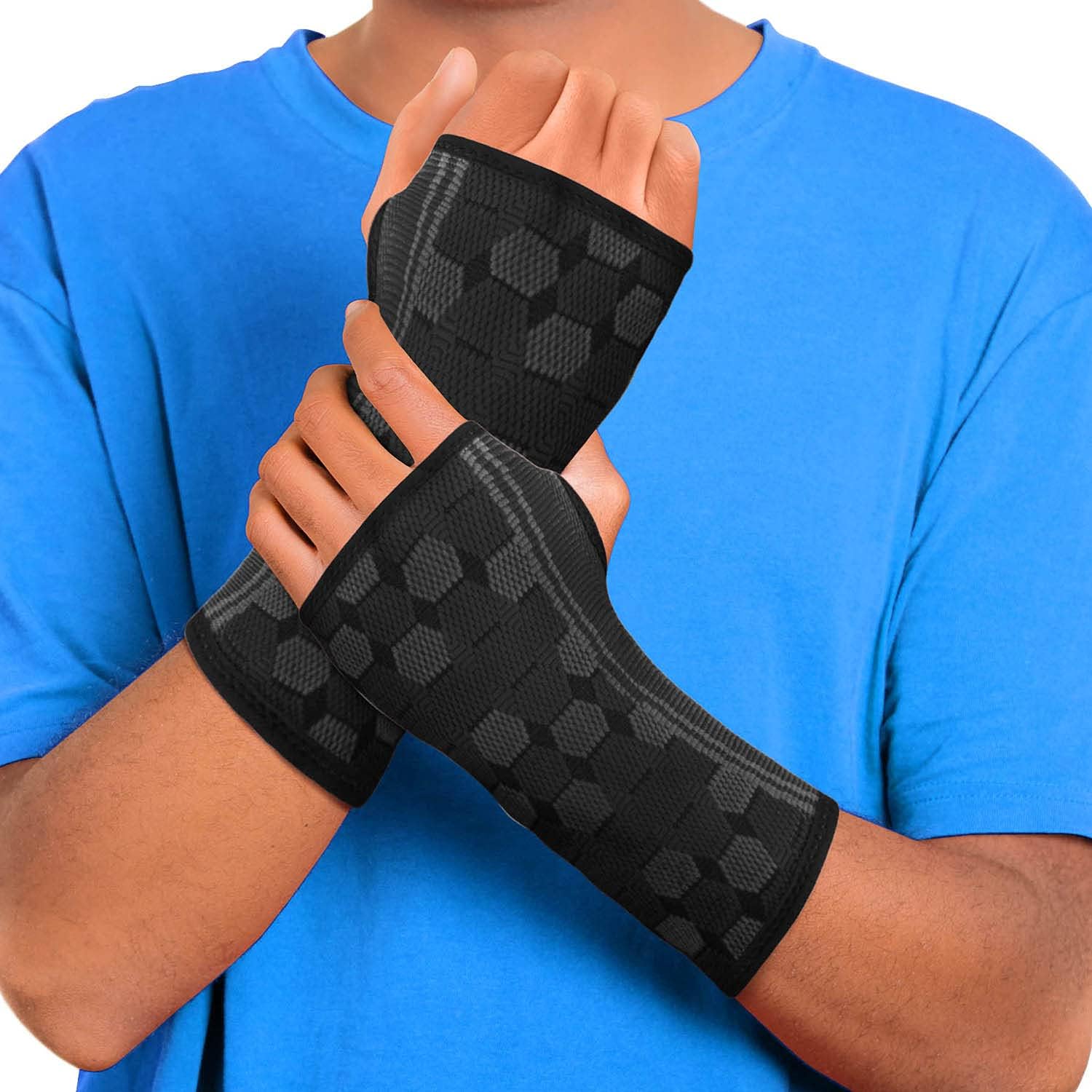 Sparthos Wrist Support Sleeves (Pair)  Medical Compression for Carpal Tunnel and Wrist Pain Relief  Wrist Brace for Men and Women  Made from Innovative Breathable Elastic Blend