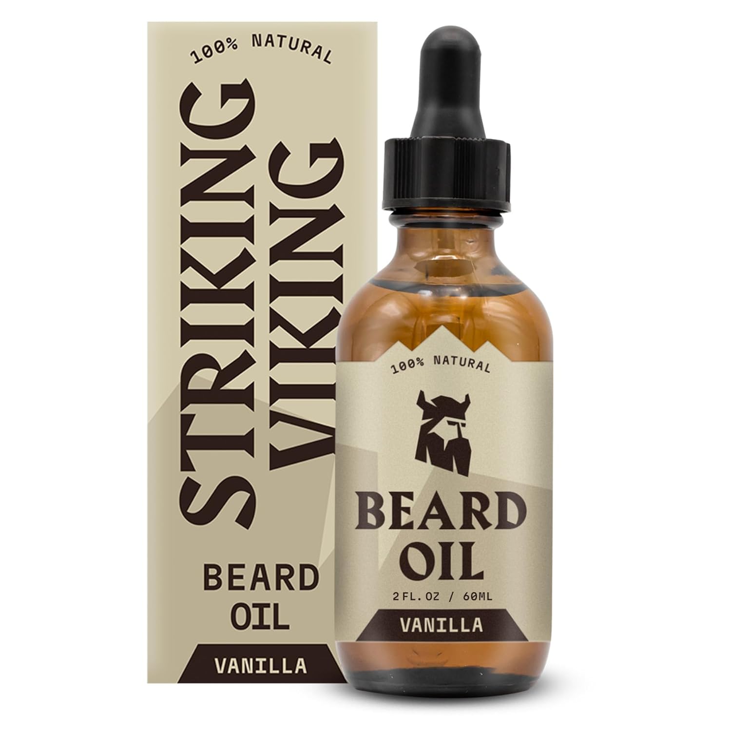 Striking Viking Vanilla Beard Oil for Men - Naturally Derived Beard Conditioner & Oils with Argan & Jojoba Beard Oils - Beard Softener & Beard Moisturizer for Men Beard Growth & Care (Vanilla, 2 Oz)