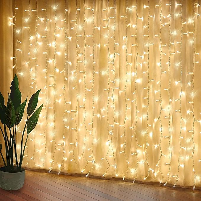 KPROE Curtain Lights, Upgrade LED Window Fairy Lights 8 Lighting Modes, Window Icicle Xmas String Lights for Decor