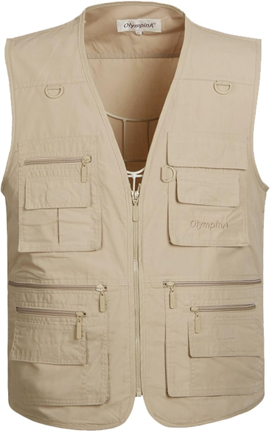 Flygo Mens Summer Outdoor Work Safari Fishing Travel Photo Vest with Pockets