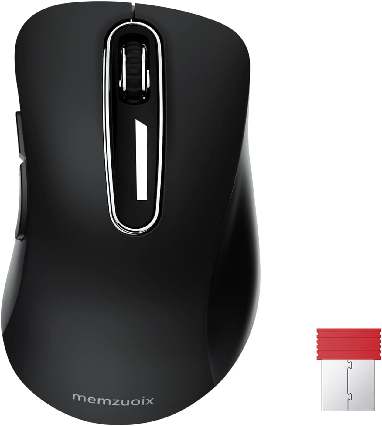 memzuoix 2.4G Wireless Mouse, 1200 DPI Computer Wireless Mouse with USB Receiver, Portable Wireless USB Mouse Battery Powered Cordless Mouse for Laptop, PC, Desktop, 5 Buttons (Black)