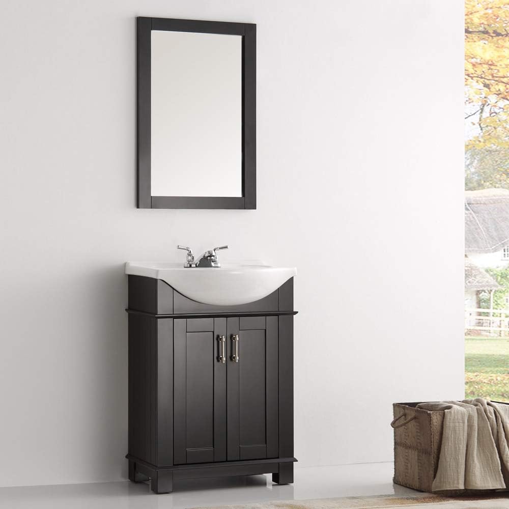 Fresca Hartford 24 Black Traditional Bathroom Vanity with Quartz Countertop & White Ceramic Belly Bowl Sink - with Solid Wood Base Cabinet, Soft Closing Doors - Faucet Not Included
