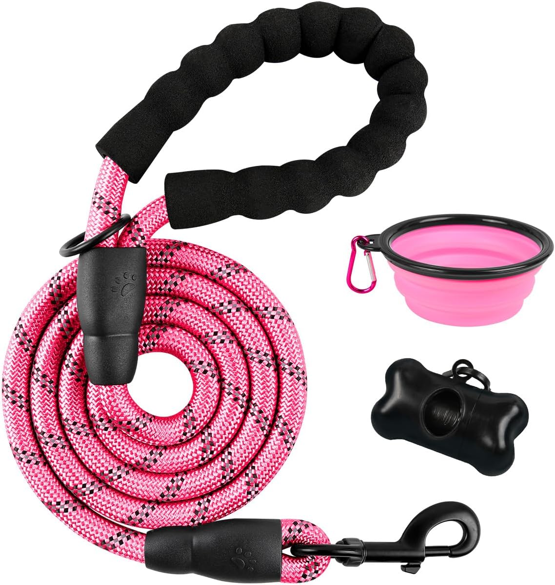 BARKBAY Dog Leashes for Large Dogs Heavy Duty Dog Leash 4/5/6 FT with Comfortable Padded Handle and Highly Reflective Threads for Medium Large Dogs Walking Training Running (5FT-1/2'',Pink)