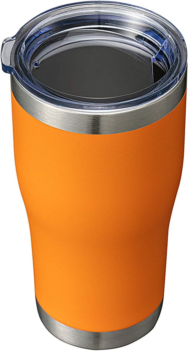 HASLE OUTFITTERS 20 oz Tumbler Bulk, Stainless Steel Tumblers with Lid, Vacuum Insulated Tumbler, Double Wall Powder Coated Cup, coffee mugs, Orange, 1 Pack