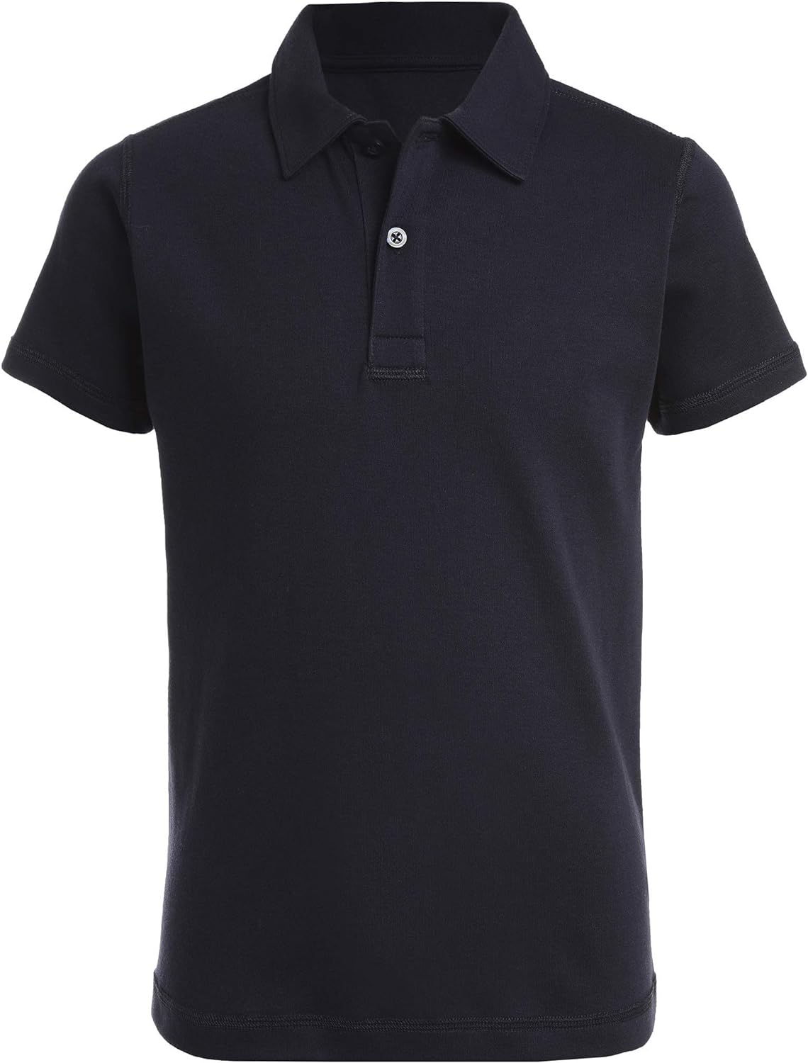 IZOD Boys' School Uniform Sensory-Friendly Short Sleeve Polo Shirt, Button Closure, Tagless Inner Neckline
