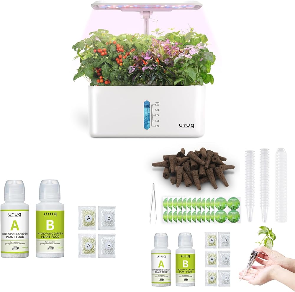 8 Pods Hydroponics Growing System Indoor Garden White & 188Pcs Hydroponic Pods Supplies & 600ml Plant Food Nutrients