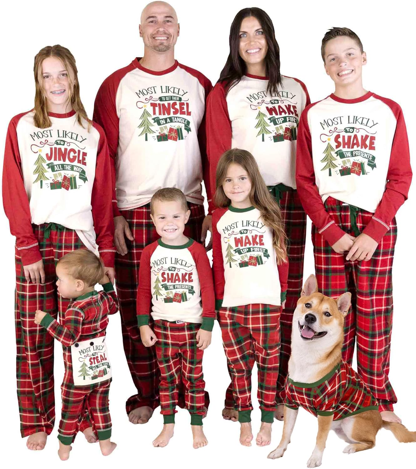 Lazy One Matching Family Christmas Pajamas, Mix and Match Christmas PJ' for The Whole Family, Adult Tee & Pants Separates