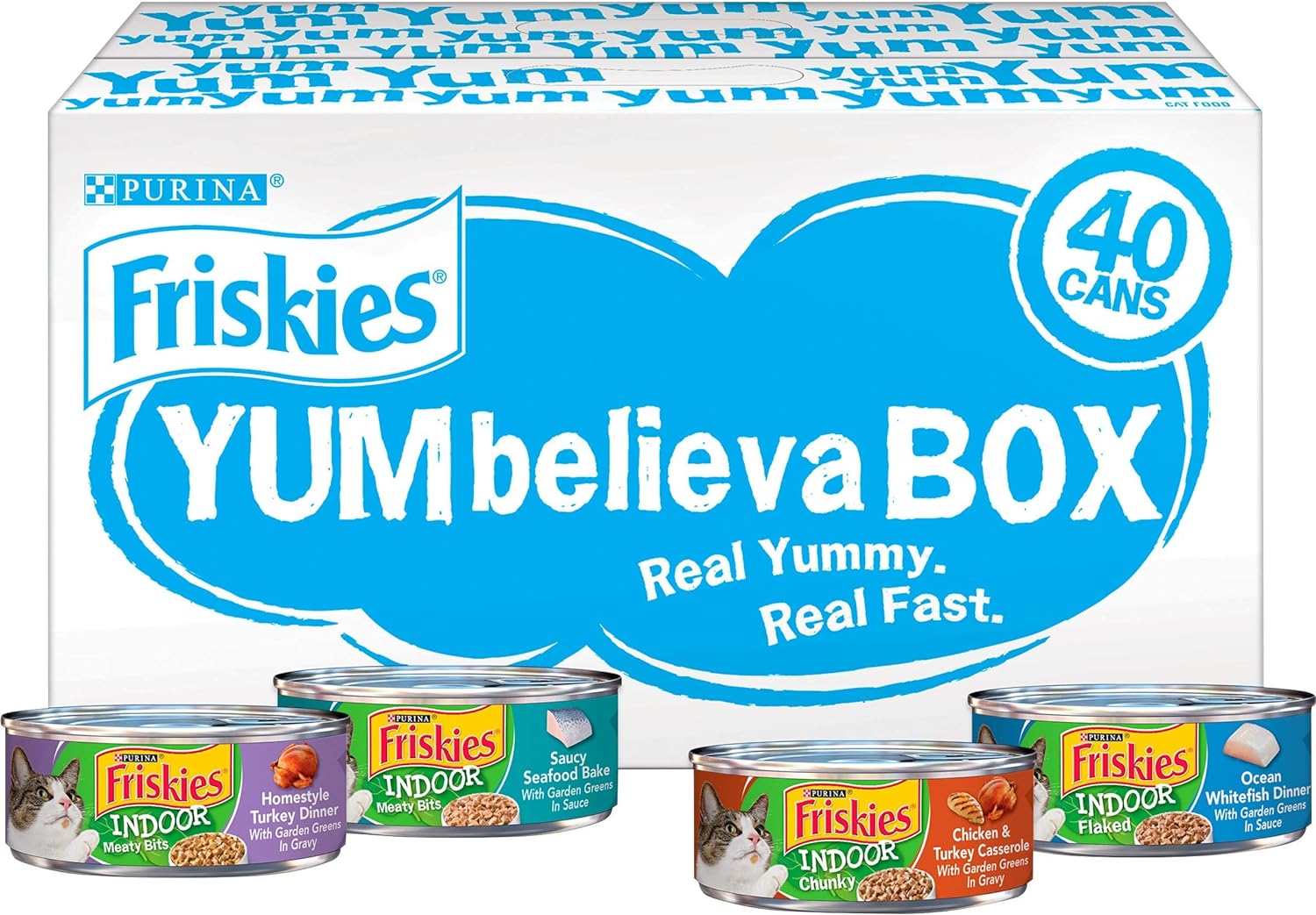 Purina Friskies Indoor Wet Cat Food Variety Pack, YUMbelievaBOX YUM-stoppable Indoor Adventures - (40) 5.5 oz. Pull-Top Cans