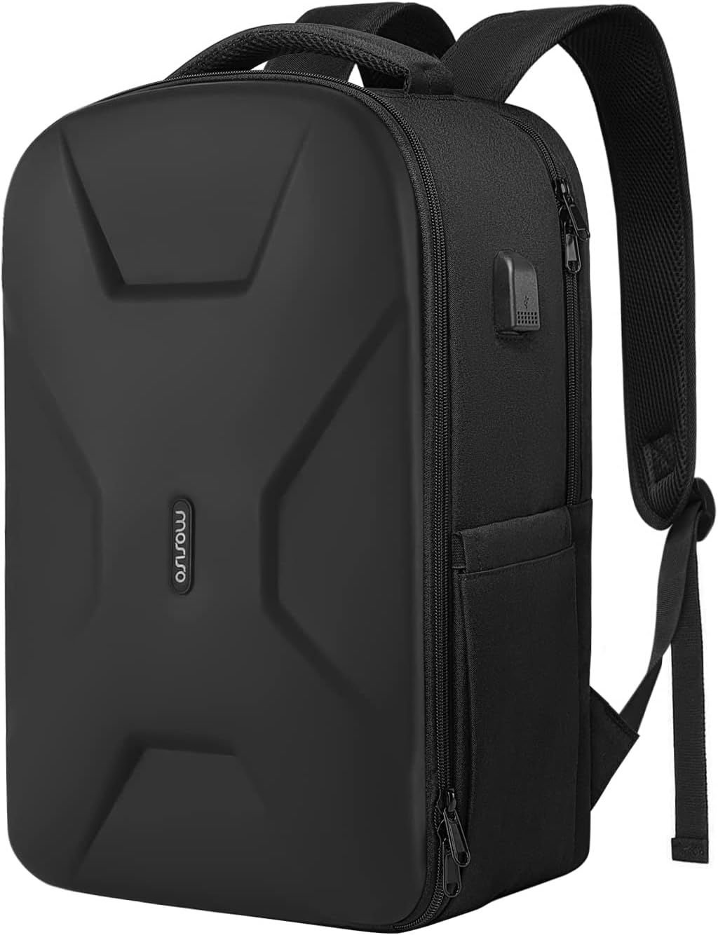 MOSISO 15.6-16 inch 35L Laptop Backpack with USB Charging Port for Women Men, Waterproof Hardshell Travel Business Computer Bag, Anti-Theft Daypack with Luggage Strap, Black