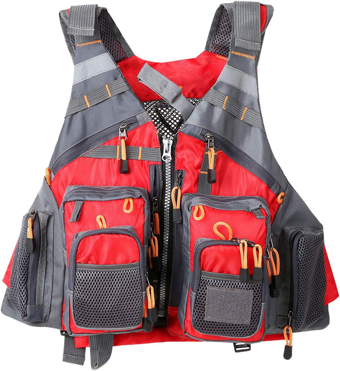 Flygo Multi-Pockets Fly Bass Fishing Vest Pack For Outdoor Activities, Adjutable Size For Men/Women