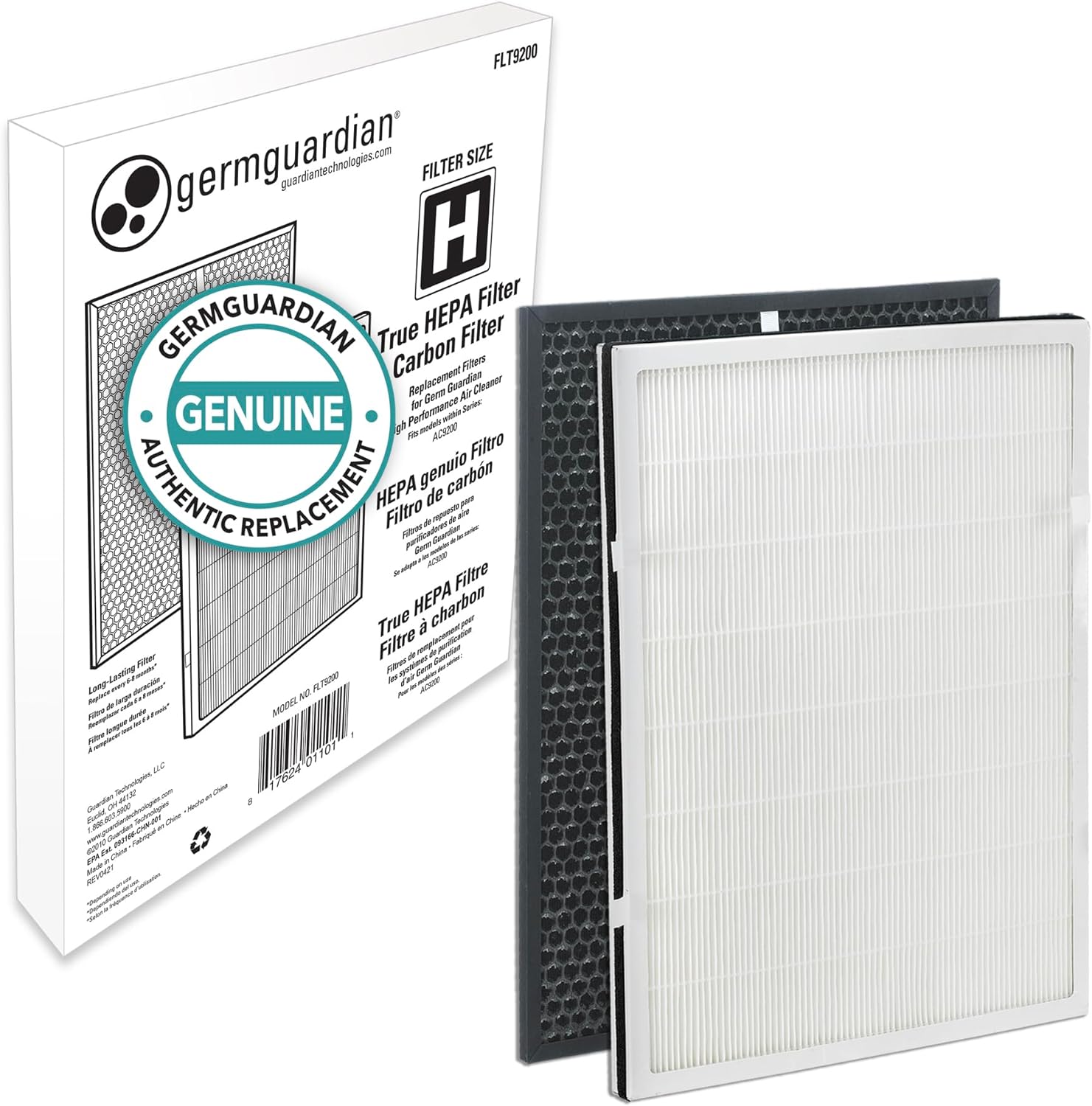 GermGuardian Filter H HEPA Pure Genuine Air Purifier Replacement Filter, Removes 99.97% of Pollutants GermGuardian Air Purifier AC9200, FLT9200