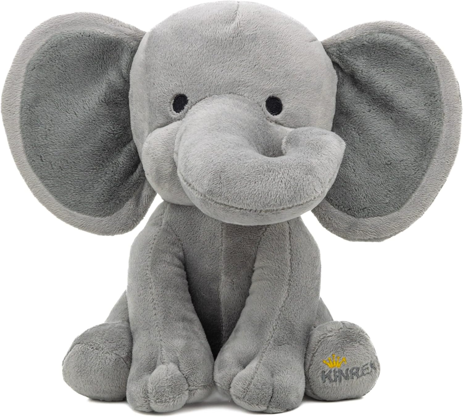 KINREX Elephant Stuffed Animals  Stuff Animal Plush Toy for Babies Girls Boys, Elephants Plushie Teddy Bear Toys for Birth Stats Baby Shower Infant Newborn Boy & Girl, Gray Measures 9 Inches