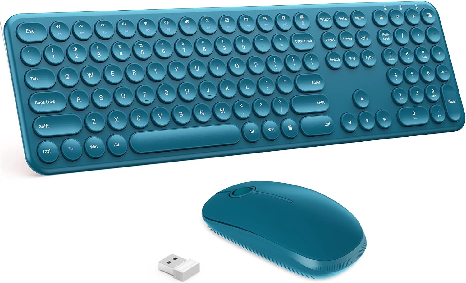 Wireless Keyboard and Mouse, Vssoplor 2.4GHz Ultra Slim Wireless Mouse Keyboard Combo with Round Keycaps for Windows, Laptop, PC, Computer (Sapphire Blue)