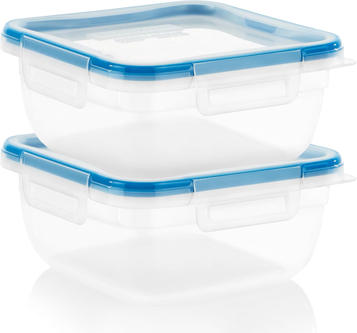 Snapware Total Solution 2-Pack (5.5-Cup) Plastic Food Storage Containers Set, Leakproof & Airtight Locking Lids Square Tupperware, Non-Toxic BPA-Free Lids, Microwave Dishwasher Freezer Safe