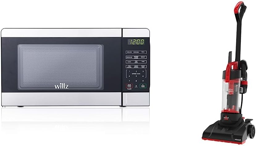 Willz WLCMV207S2-07 Countertop Small Microwave Oven with 6 Preset Cooking Programs Interior Light LED Display & BISSELL CleanView Compact Upright Vacuum, Fits In Dorm Rooms