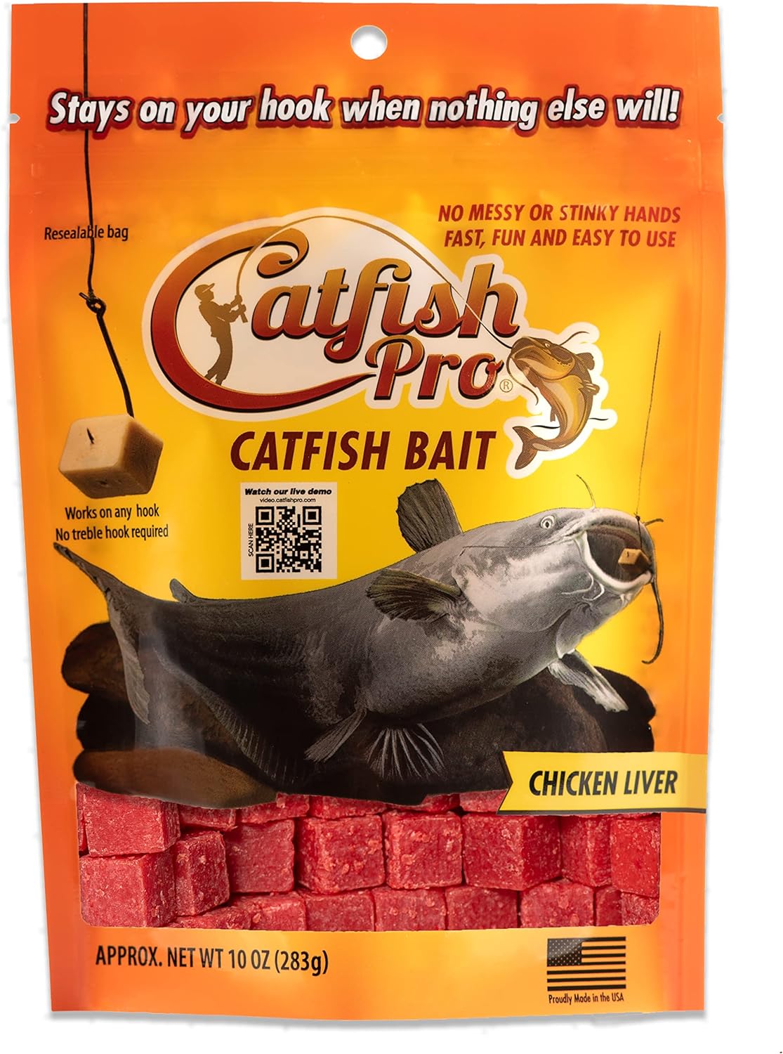 Catfish Pro Catfish Bait - 10oz Bag with 80pcs | Irresistible Scent for Catfish | Mess-Free, Stays On Your Hook When Nothing Else Will | Great for Rod, Reel, Trotline, Jugs & Yoyos Fishing