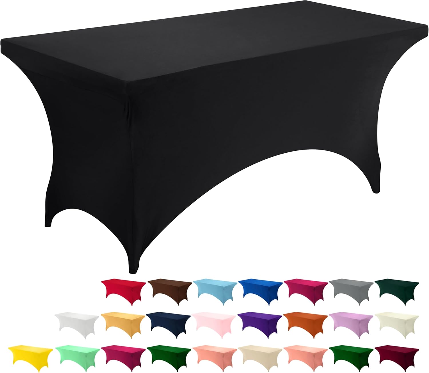 Utopia Kitchen Spandex Tablecloth 1 Pack [8FT, Black] 200 GSM Tight, Fitted, Washable and Wrinkle Resistant Stretch Rectangular Patio Table Cover for Event, Wedding & Banquet [96Lx30Wx30H Inch]