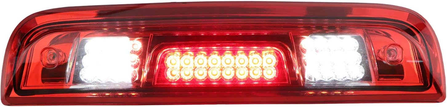 LED Third Brake Cargo Light for 2014-2018 Chevy Chevrolet Silverado & GMC Sierra 1500 2500HD 3500HD Rear High Mount Stop Lamp Red Lens Chrome Housing