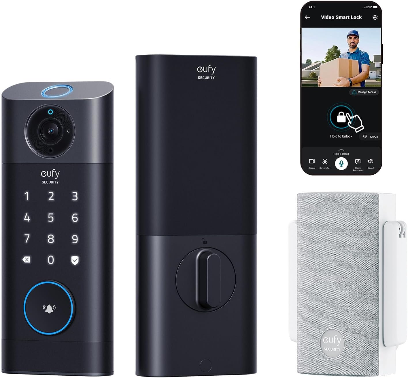 eufy Security Video Smart Lock S330, Chime Included, 3-in-1 Camera+Doorbell+Fingerprint Keyless Entry,BHMA, WiFi Door Lock,App Remote Control,2K HD,No Monthly Fee,SD Card Required