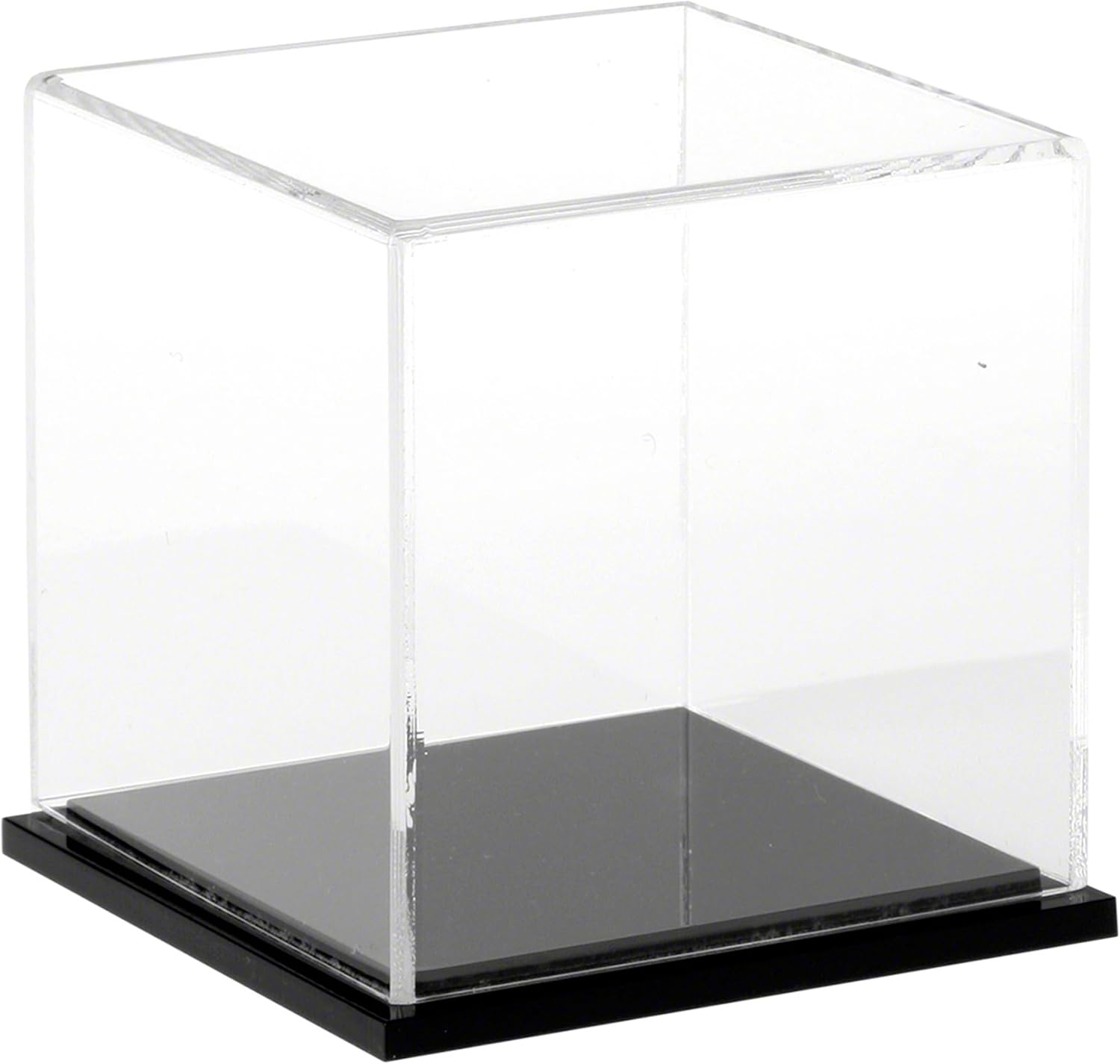 Plymor Clear Acrylic Display Case with Black Base, 4 x 4 x 4