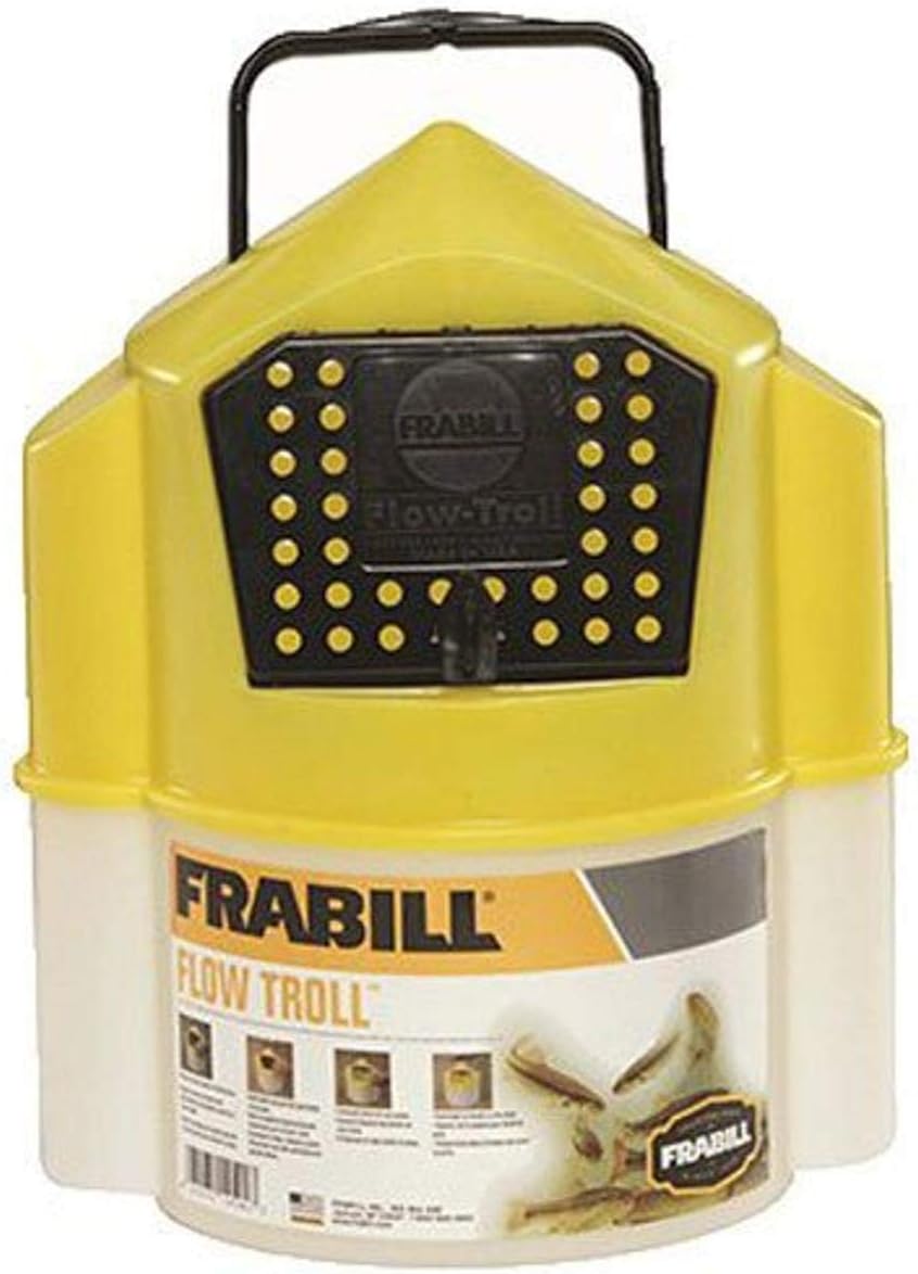 Frabill Flow Troll Bait Container, 6-Quart, Yellow/White