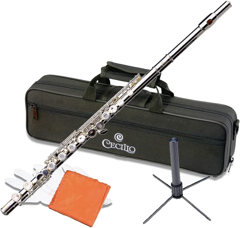 Cecilio Closed Hole C Flute - Musical Instrument, Kids Beginner/Intermediate Flute in Band &amp; Orchestra, Nickel 