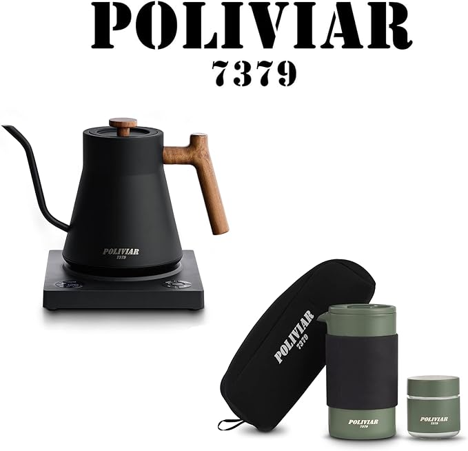 POLIVIAR Electric Gooseneck Kettle & 12 oz Portable French Press