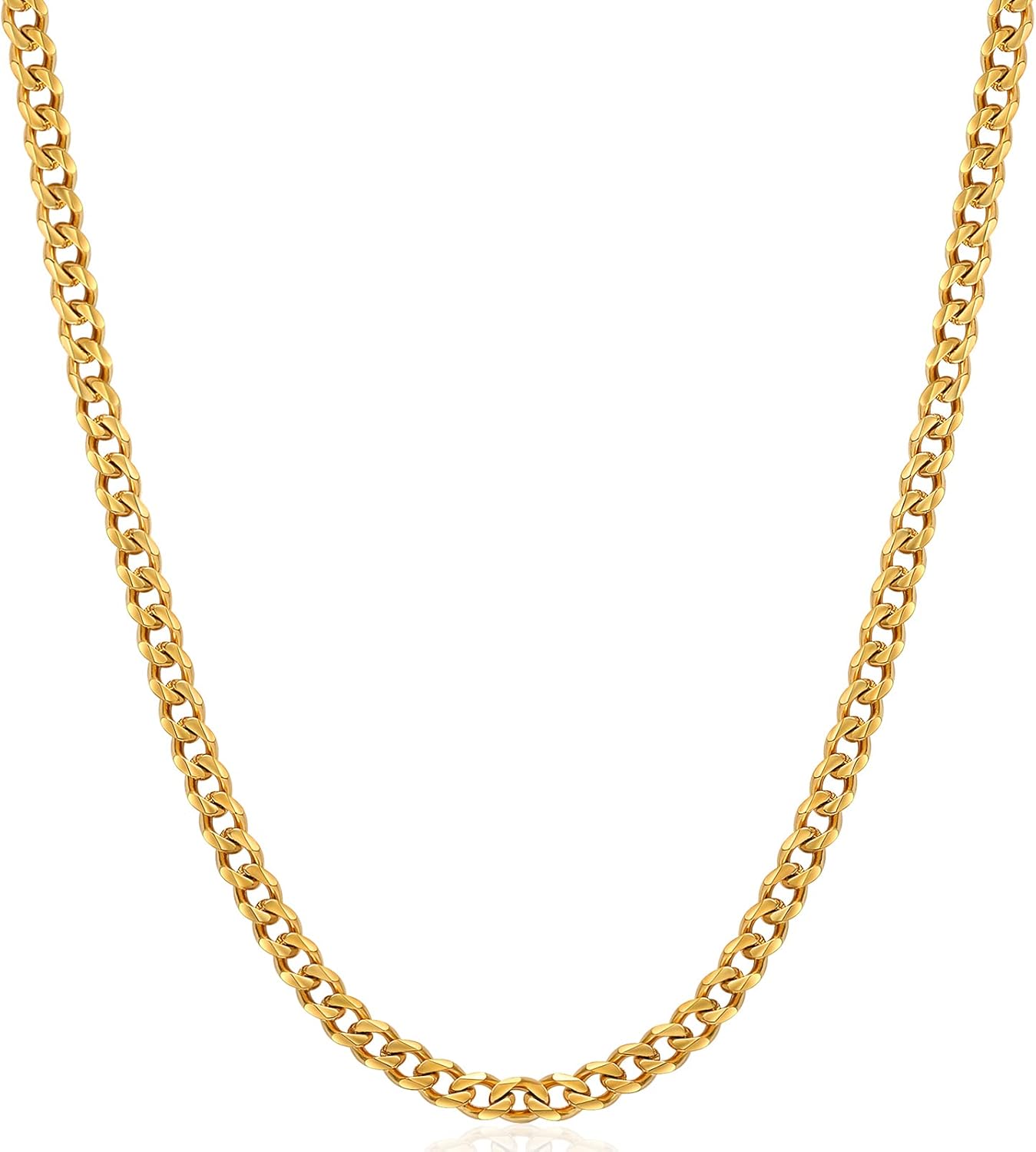 Fiusem 3.5mm Silver Tone/Black/14K Gold Plated Chains for Men, Mens Necklace Chains Stainless Steel Cuban Link Chain Necklace for Men, Mens Chain 16, 18, 20, 22, 24, 26, 28 Inch