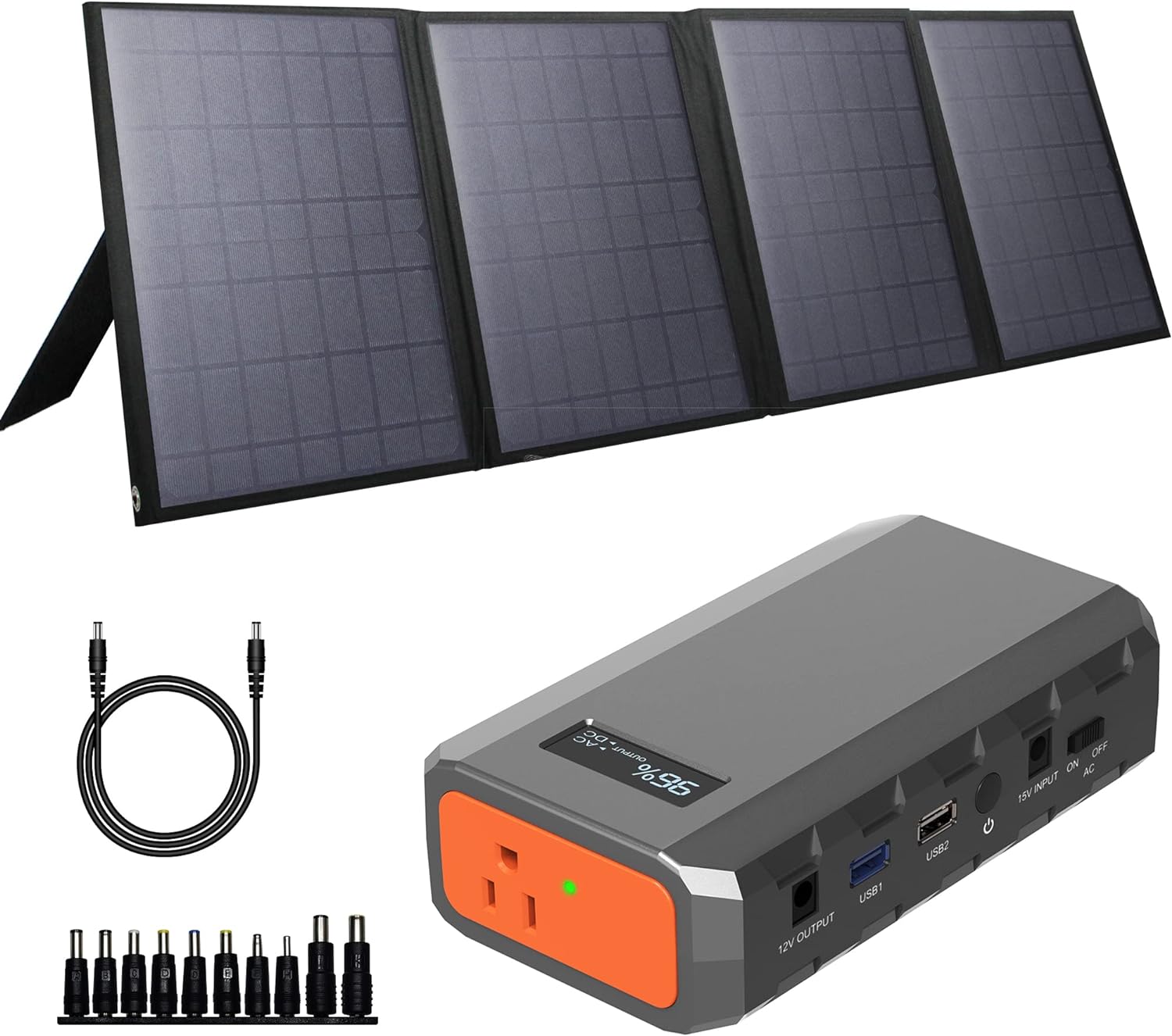 40W Solar Generator, Portable Power Bank with AC Outlet, 65W/110V Portable Laptop Charger, 88.8Wh Power Station External Battery Backup Power Source Supply for Outdoors