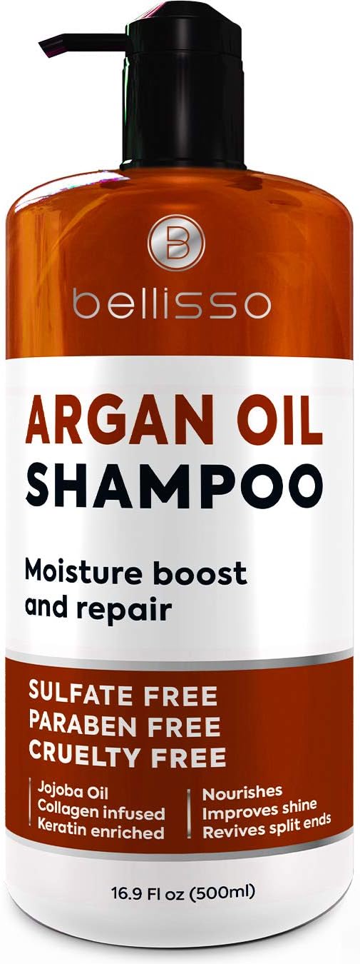 Argan Oil Shampoo - Sulfate Free with No Parabens - Moroccan Botanicals for Women and Men - Professional Moisturizing, Anti Frizz, Hydrating Solution for Dry, Wavy, Curly and Color Treated Hair