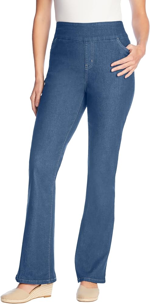 I have never purchased a more comfortable, perfectly fitting pair of jeans! When the light blue is back in stock, I plan to order that color. The fabric is soft, a bit stretchy, colorfast, and doesn't shrink!  My complaint is that the size chart for plus petites needs to be edited to correspond with the size choices listed for ordering. For example I ordered 20WP. The chart should list the inseam lengths for TALL sizes and REGULAR sizes and say SOLD SEPARATELY on ASIN #. This will help shoppers order the perfect size, and there will be less returns.