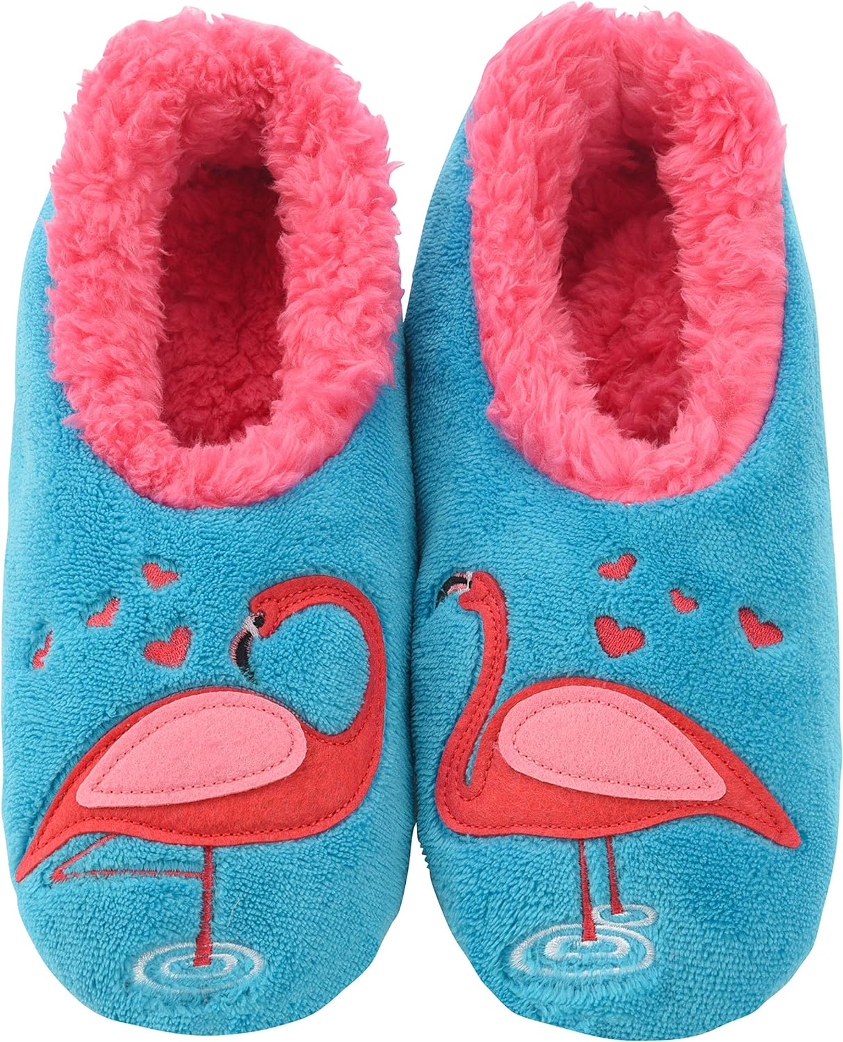 Snoozies Pairable Slipper Socks - Funny House Slippers for Women, Non-Slip Fuzzy Slipper Socks - Flamingo