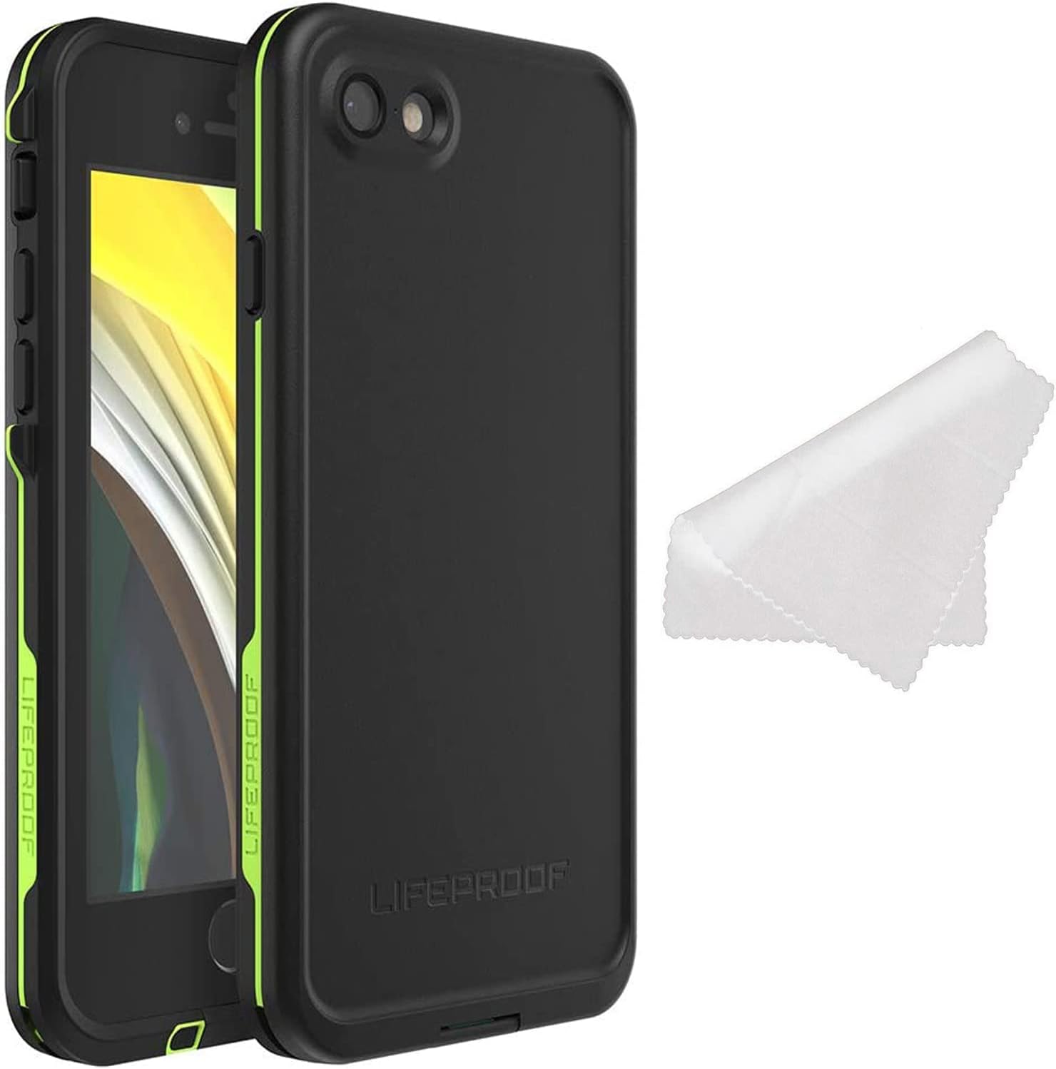 Lifeproof FR Series Waterproof Case for iPhone SE 3rd Gen (2022)/ SE 2nd (2020), iPhone 8/ 7 (NOT Plus) - Non-Retail Packaging - Night LITE (Black/Lime)