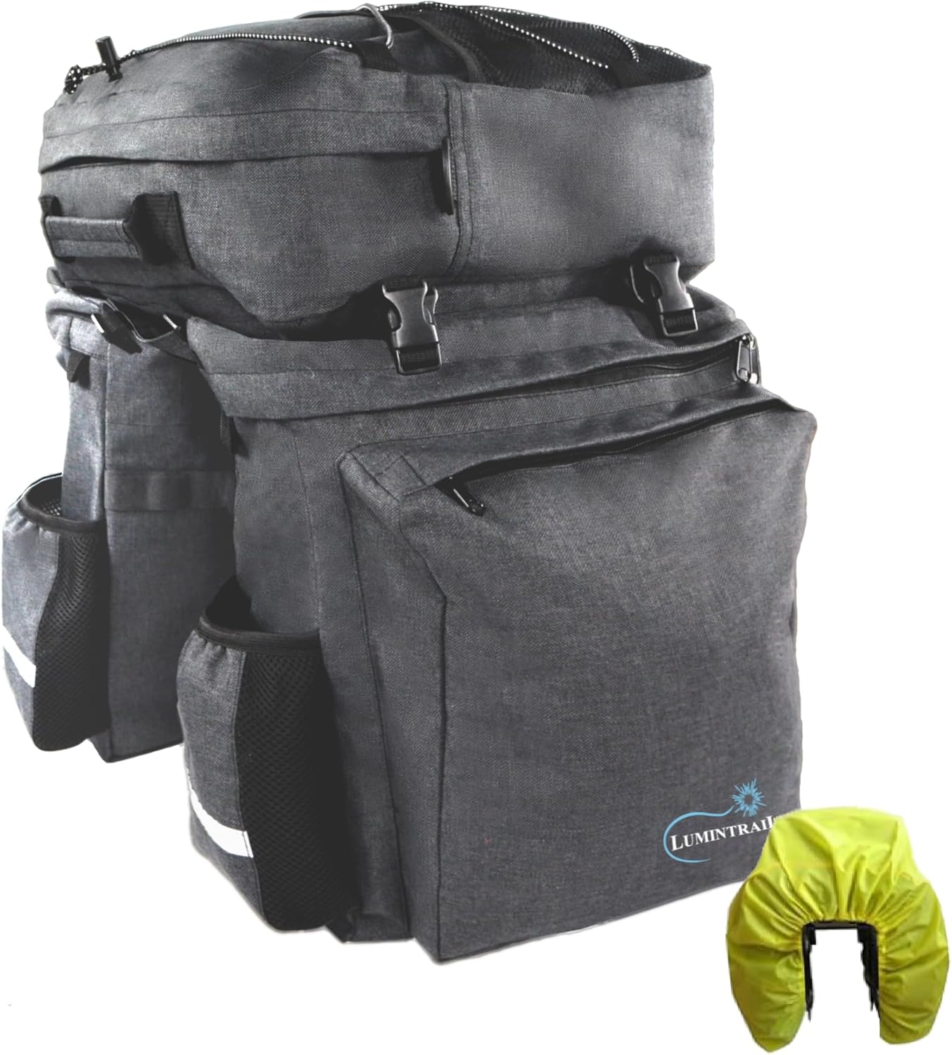 Lumintrail 3-in-1 Bike Panniers - 40L Bicycle Pannier & Backpack Carrier Bike Bags - for Secure Bicycles Rear Rack Mounting Panniers - Ideal for Commuting & Touring Cyclists