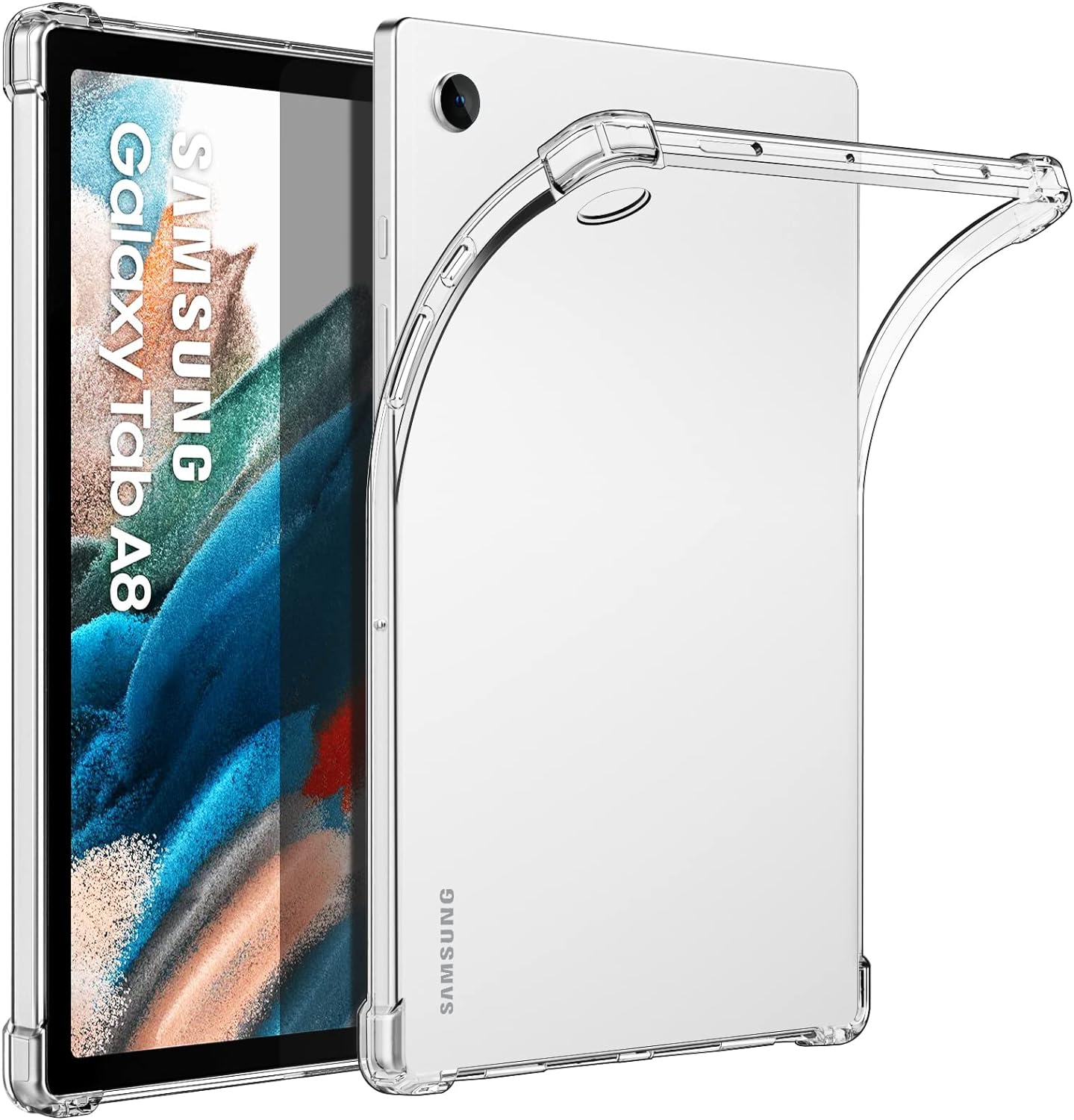 MoKo Case Fits Samsung Galaxy Tab A8 10.5 Inch 2022 (SM-X200/SM-X205/SM-X207), Ultra Clear Soft Flexible Transparent TPU Skin Bumper Back Cover Shell, Clear