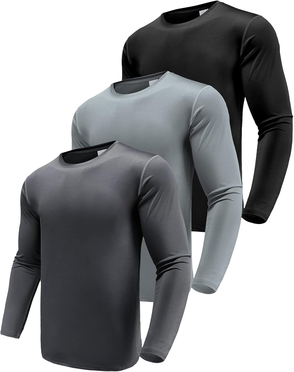 Men' 1 or 3 Pack Performance Long Sleeve T-Shirts, UPF 50+ Sun Protection Shirts, Athletic Gym Workout Shirts for Running