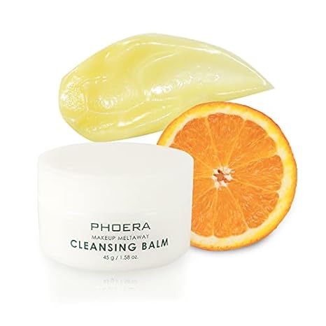 Phoera Makeup Remover Cleansing Balm with Sweet Orange Essential Oil Makeup Meltaway Cleansing Balm (45g Balm)