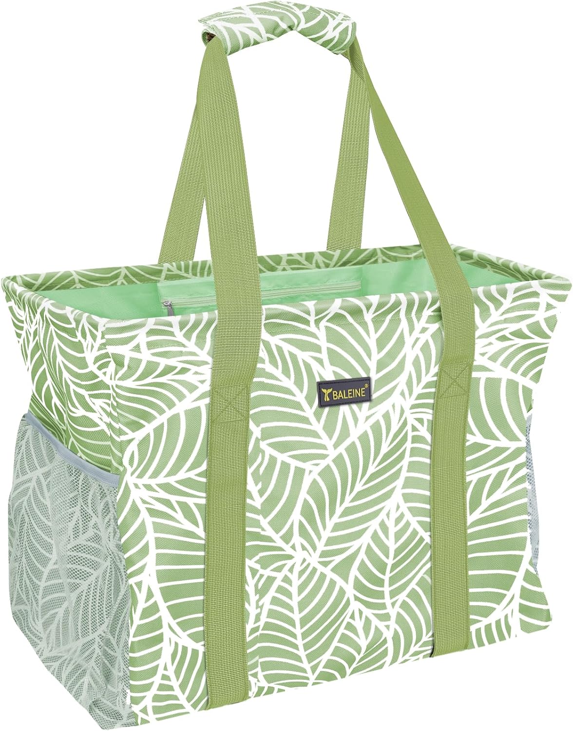 BALEINE Extra Large Utility Tote Bag with Wire Frame for Storage (Antique Foliage, 16.5''x14''x10'')