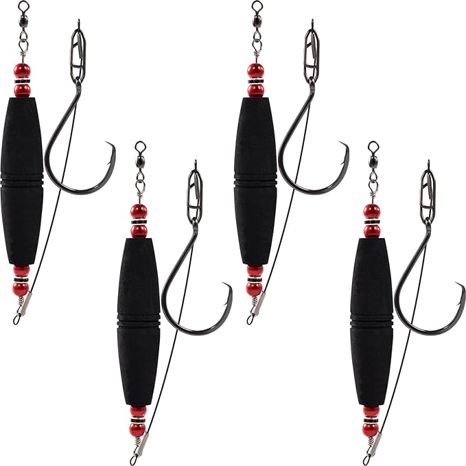 Catfish Float Rigs Fishing Bobbers Popping Corks Catfishing Equipment Tackle Combo EVA Peg High Buoyancy Body Circle Hooks Weight (Pack of 4, 2.5/3 Float)