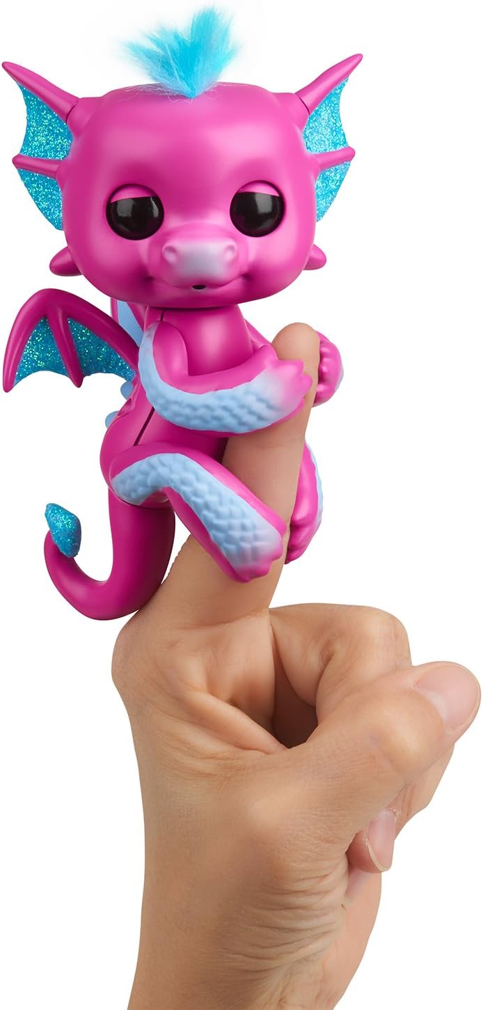 Fingerlings - Glitter Dragon - Sandy (Pink with Blue) - Interactive Baby Collectible Pet - By WowWee