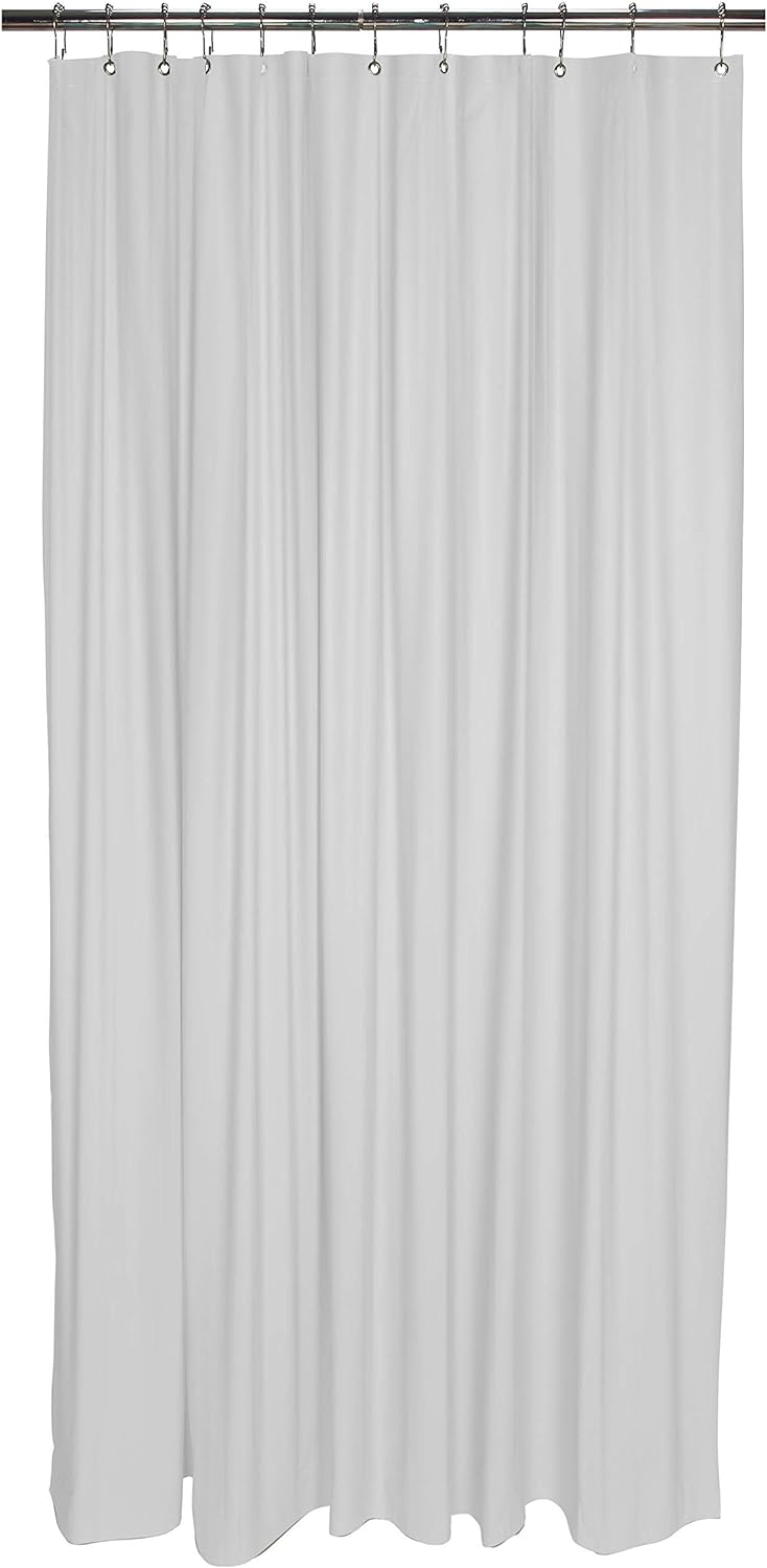 Bath Bliss Heavy Duty Shower Curtain Liner, 3 Magnet Hem, White