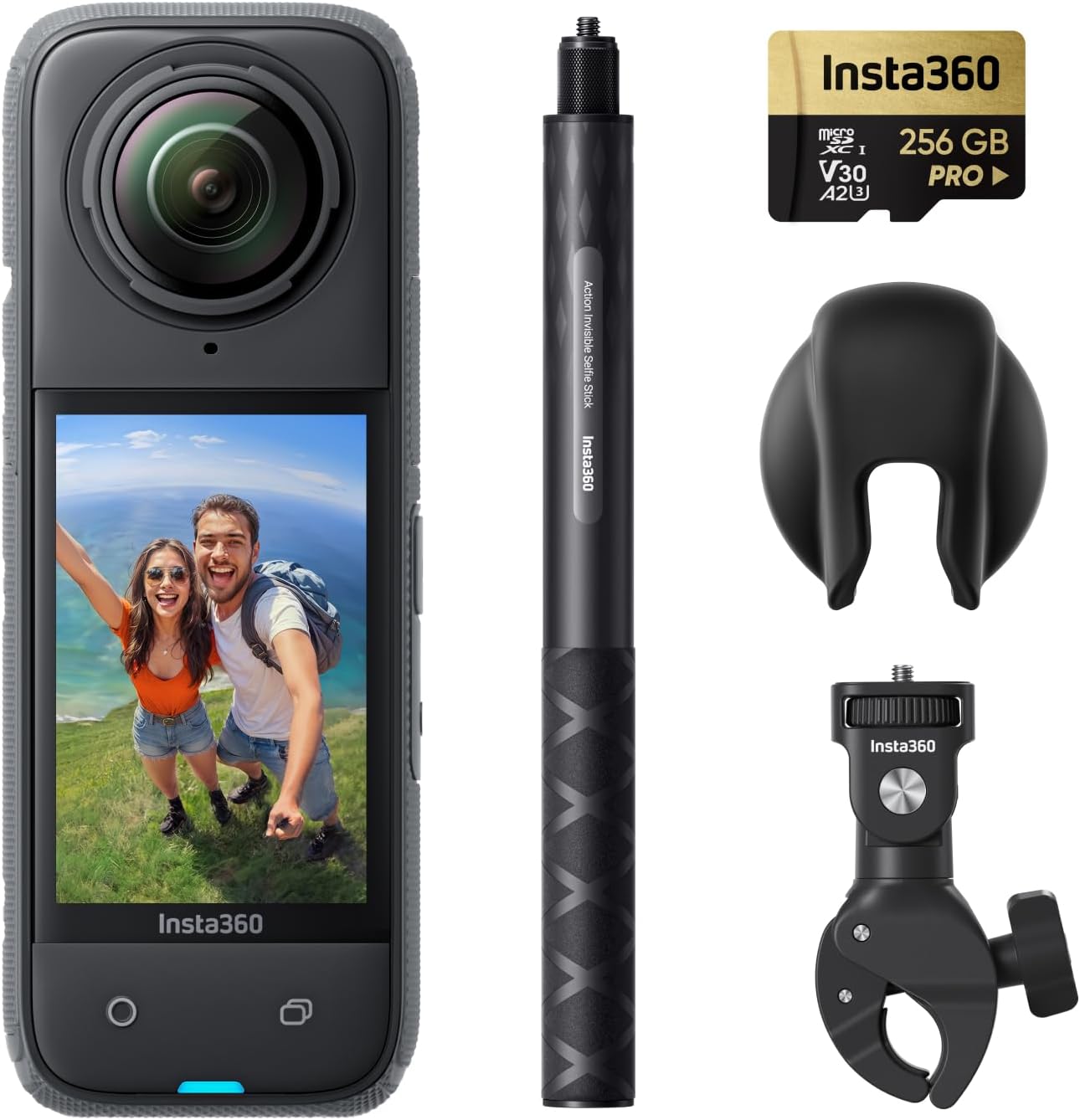 Insta360 X4 Motorcycle Bundle- 8K Waterproof 360 Action Camera, 4K Wide-Angle Video, Invisible Selfie Stick, Removable Lens Guards, 135 Min Battery Life, AI Editing, Stabilization, for Sports, Travel