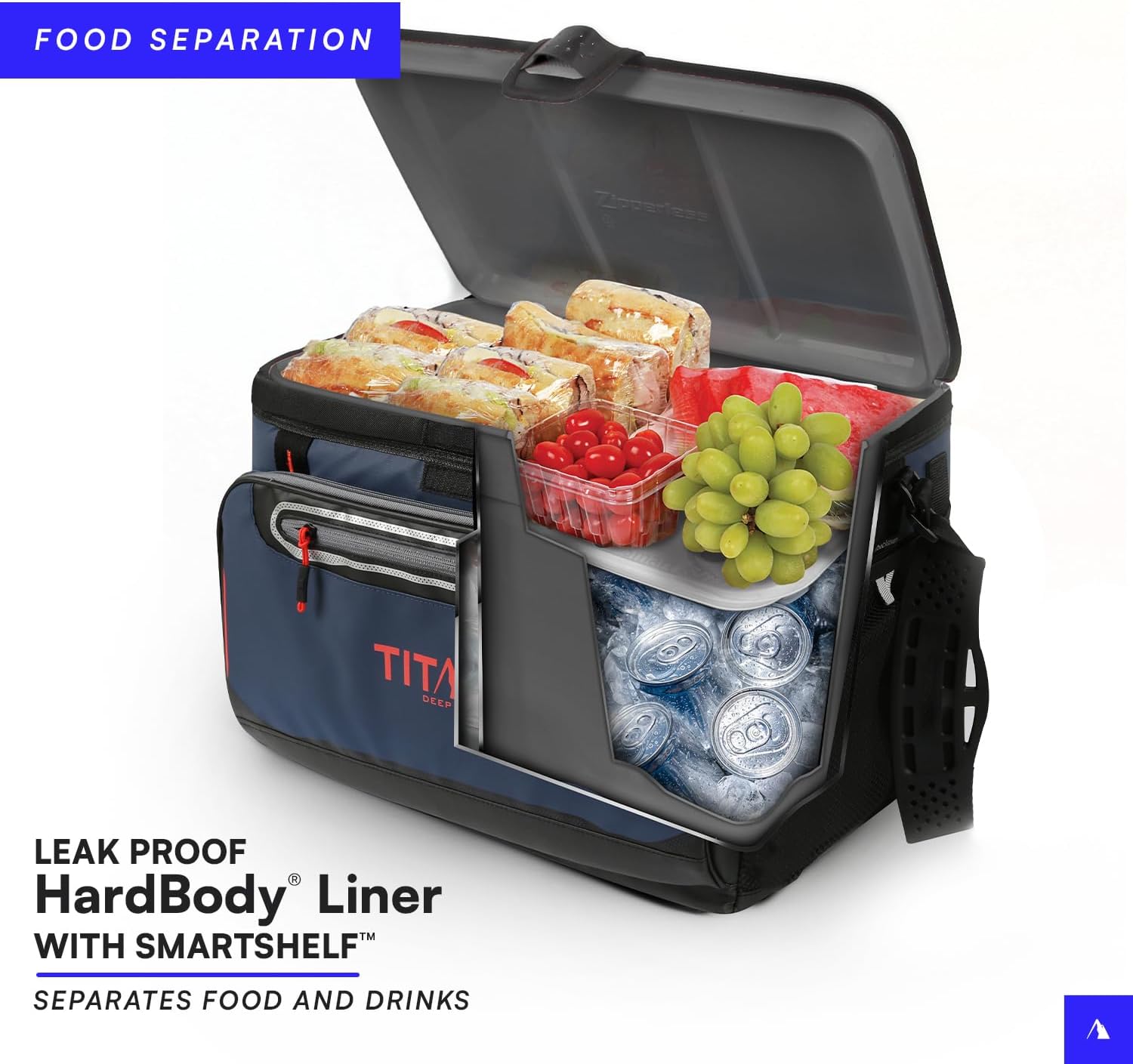 Titan Deep Freeze Cooler Zipperless Hardbody Cooler - Deep Freeze Insulation, HardBody Liner, and SmartShelf