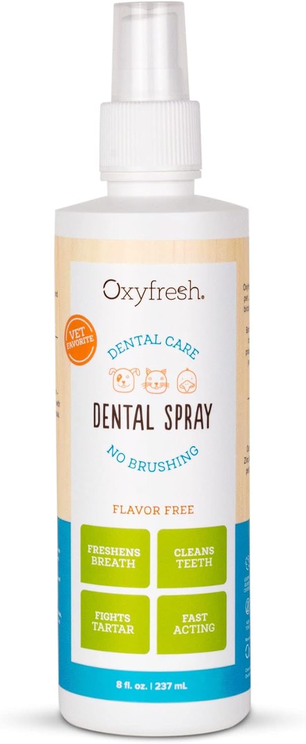 Oxyfresh Advanced Pet Dental Spray  Instant Pet Fresh Breath: Easiest No Brushing Pet Dental Solution for Dogs and Cats  Best Way to Fight Pet Plaque, Keep Teeth & Gums Healthy. 8oz.