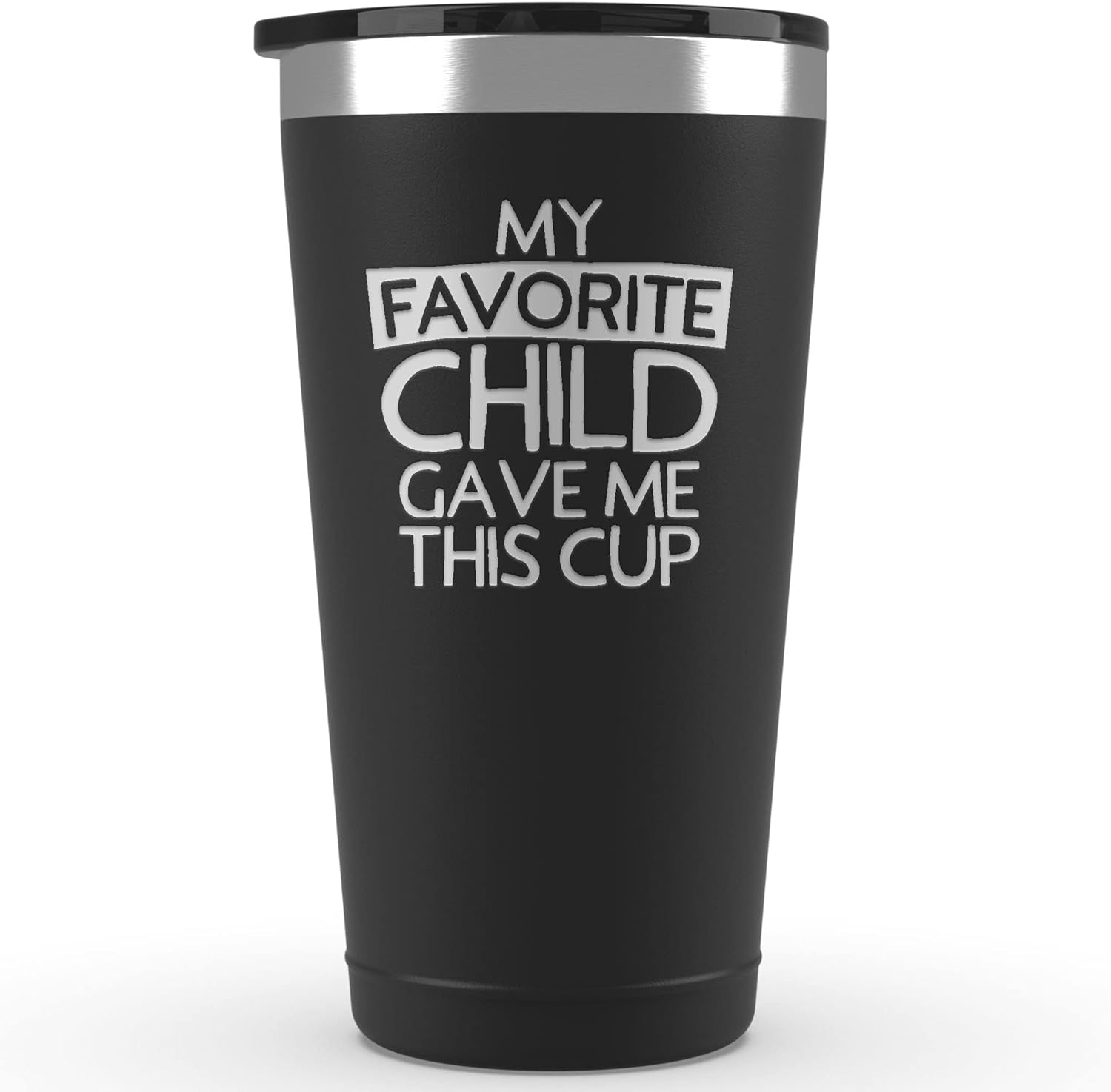 Sodilly Coffee Tumbler with Lid - Humorous Gift for Fathers from Children - My Favorite Child Gave Me This Father Cup - Dad' Special Cup with Lid - Tumbler Cup - Travel Coffee Mug - 16 oz Black