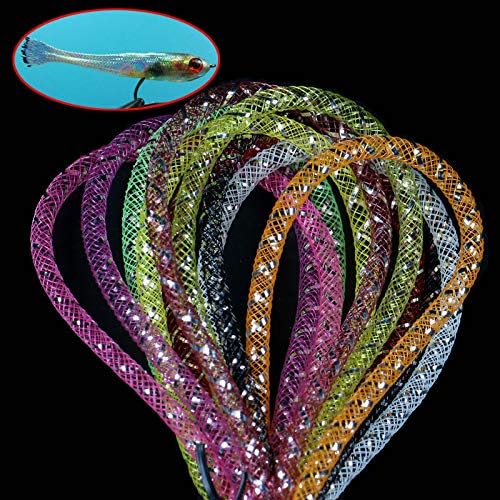 9pc Mixed Colors Holographic Tinsel Mylar Tube Mesh Fly Tying E Z Body Minnow Material 1 Meter