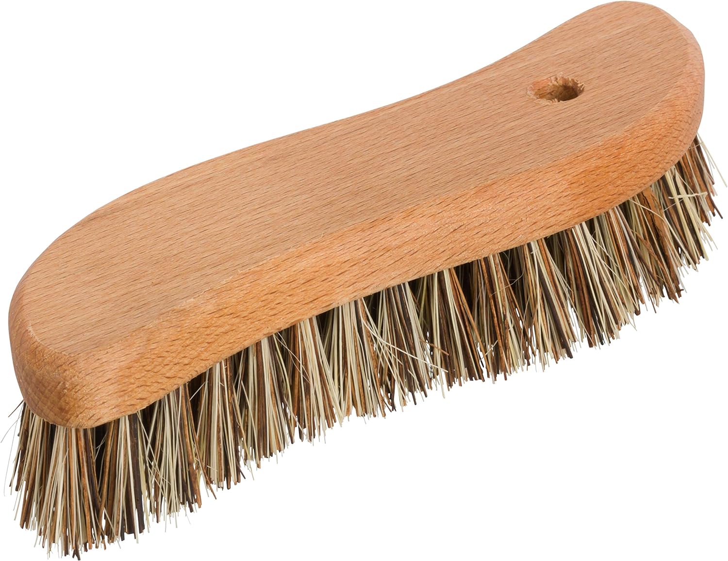 Redecker S-Shaped Union Fiber Scrub Brush with Oiled Beechwood Handle, 8-1/4 inches, Unique Shape Easily Reaches Corners, Resilient Natural Bristles, Made in Germany