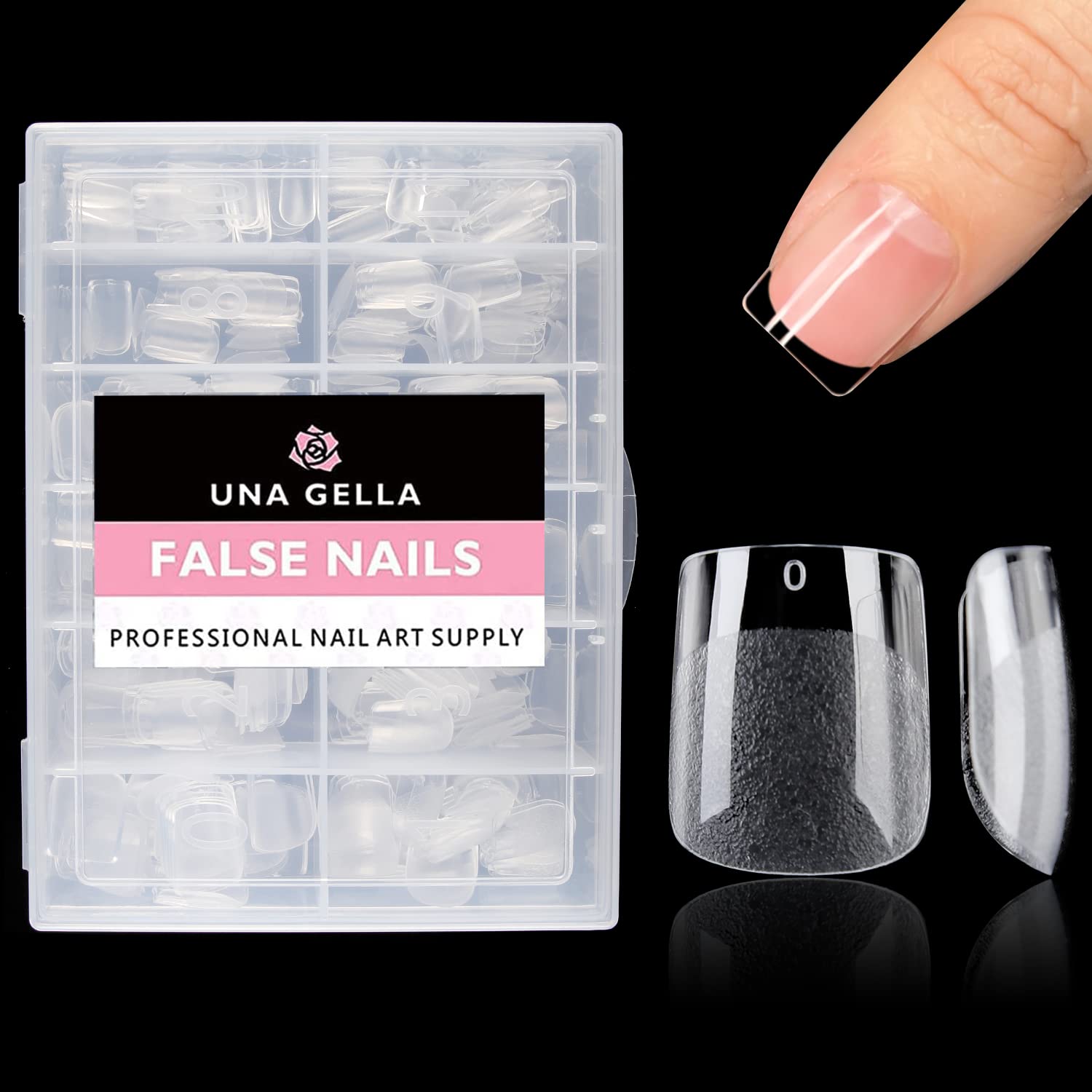 UNA GELLA Extra Short Square Fake Nails XS 216pcs Pre-shape Extra Short Square Press on Nails Short Square Gel Tips Full Cover Acrylic Short Square Nails False Nails For DIY Salon 12 Sizes