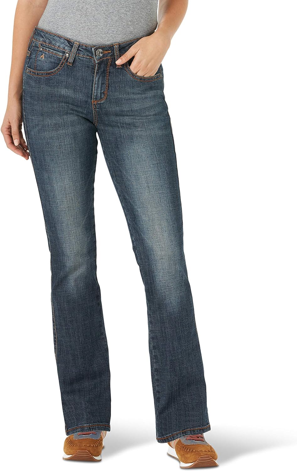 I love these jeans!!! They fit right out of the bag- no need to stretch them out. Ive been wearing them all day and they arent gaping at the waist still. Very comfortable and the color is great. No bleeding onto my skin either.Im 54 and the regular is about three inches too long it Ive gotten used to that. They were out of the short in my size when I ordered.Ill definitely order more of these! Perfect for a curvy girl with a larger hip/behind. They look amazing on and I feel amazing in th